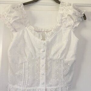 Shein Women's White Peasant Crop Top Size Small